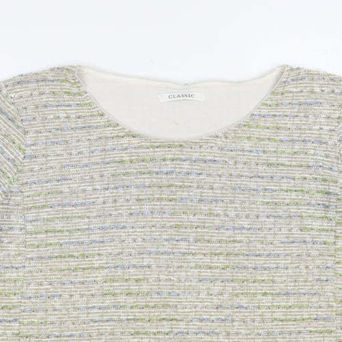 Marks and Spencer Womens Grey Round Neck Striped Polyester Pullover Jumper Size 18 - Lace Trim