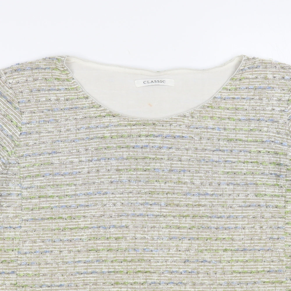Marks and Spencer Womens Grey Round Neck Striped Polyester Pullover Jumper Size 18 - Lace Trim