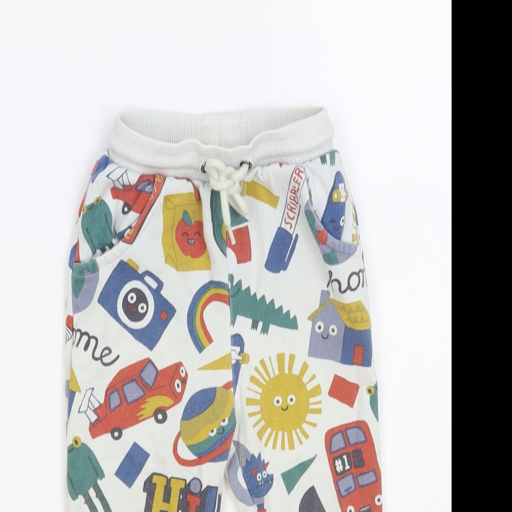 TU Girls Multicoloured Geometric Cotton Jogger Trousers Size 2-3 Years Regular Drawstring