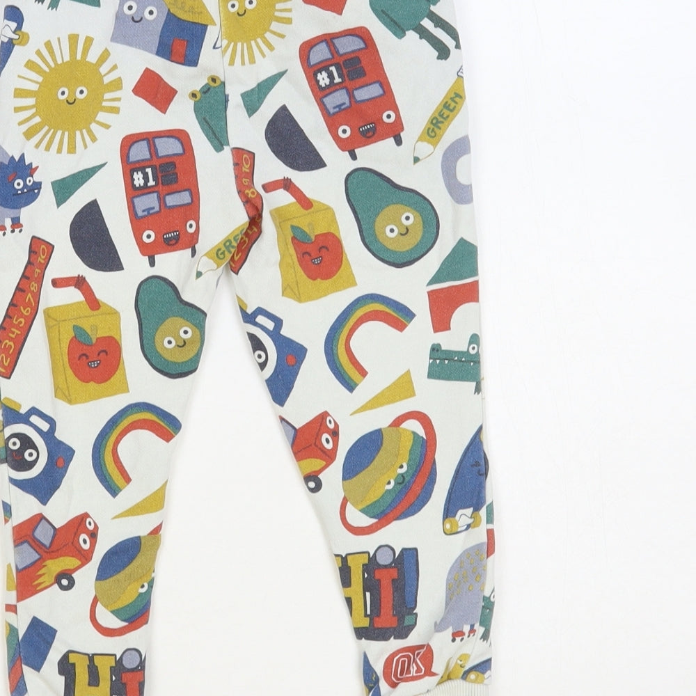 TU Girls Multicoloured Geometric Cotton Jogger Trousers Size 2-3 Years Regular Drawstring