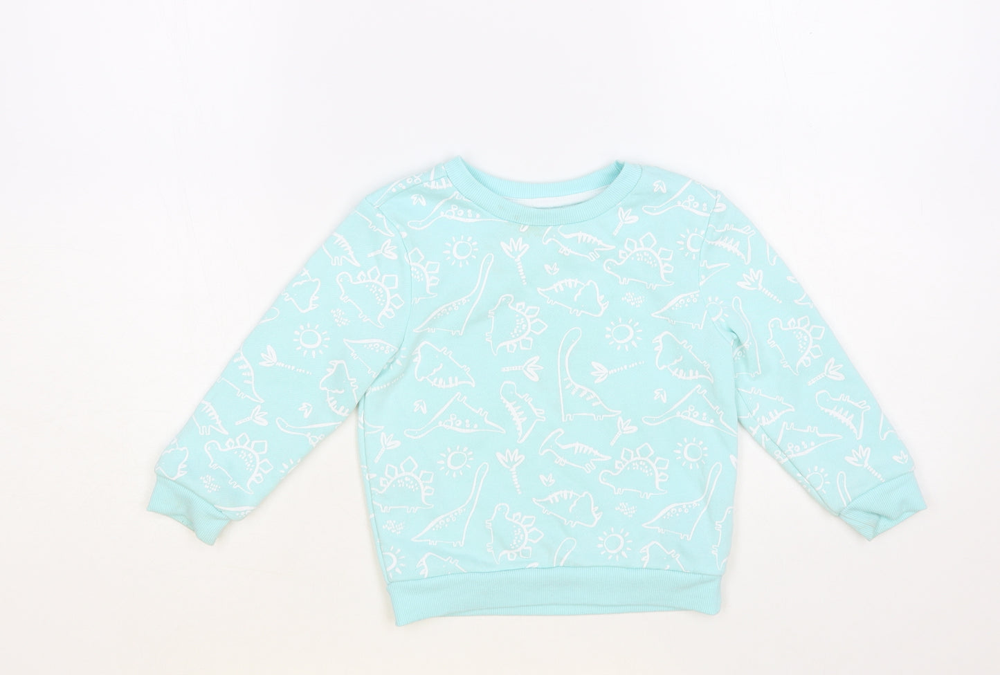 Primark Girls Blue Geometric Cotton Pullover Sweatshirt Size 2-3 Years Pullover - Dinosaur Print
