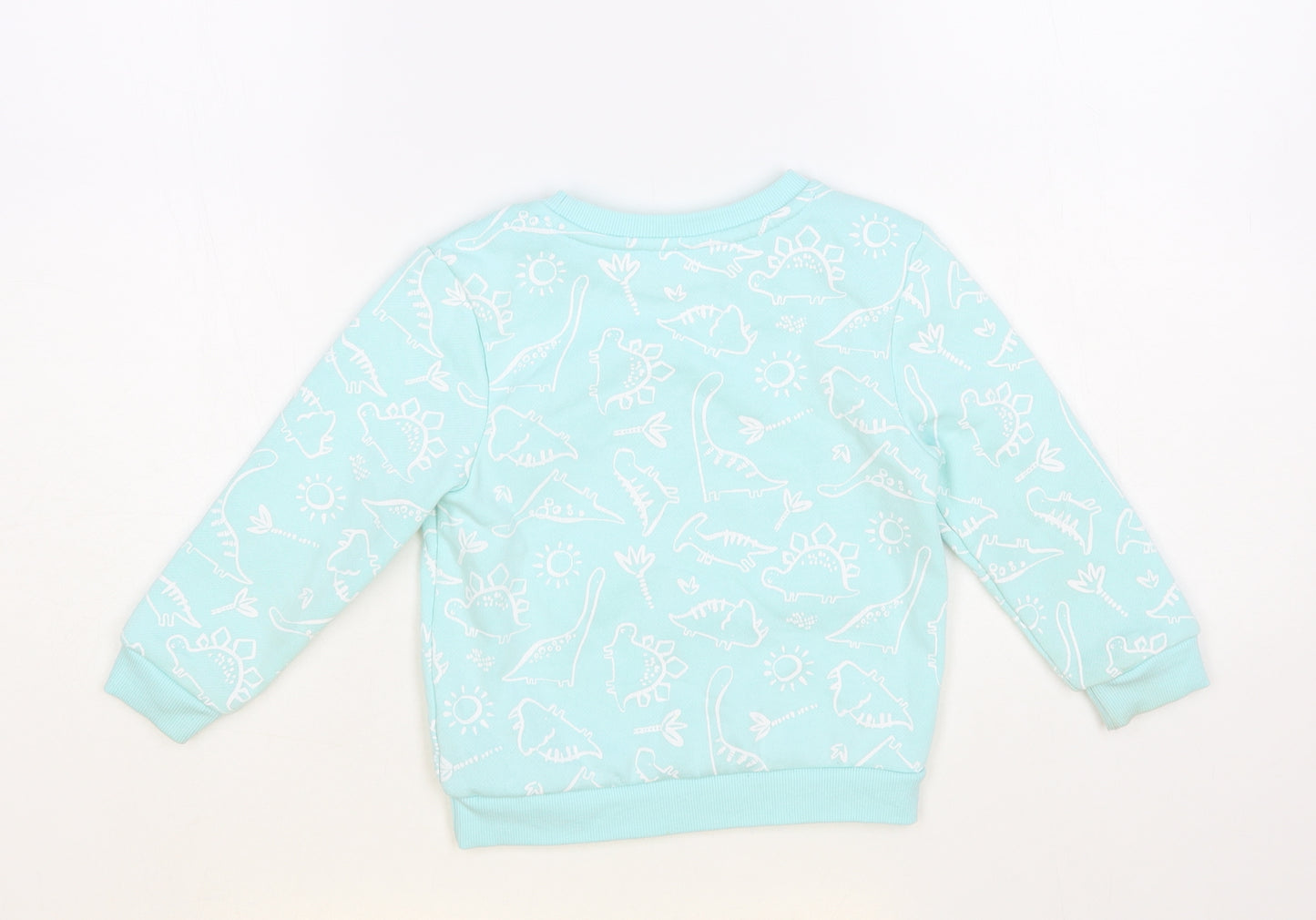 Primark Girls Blue Geometric Cotton Pullover Sweatshirt Size 2-3 Years Pullover - Dinosaur Print