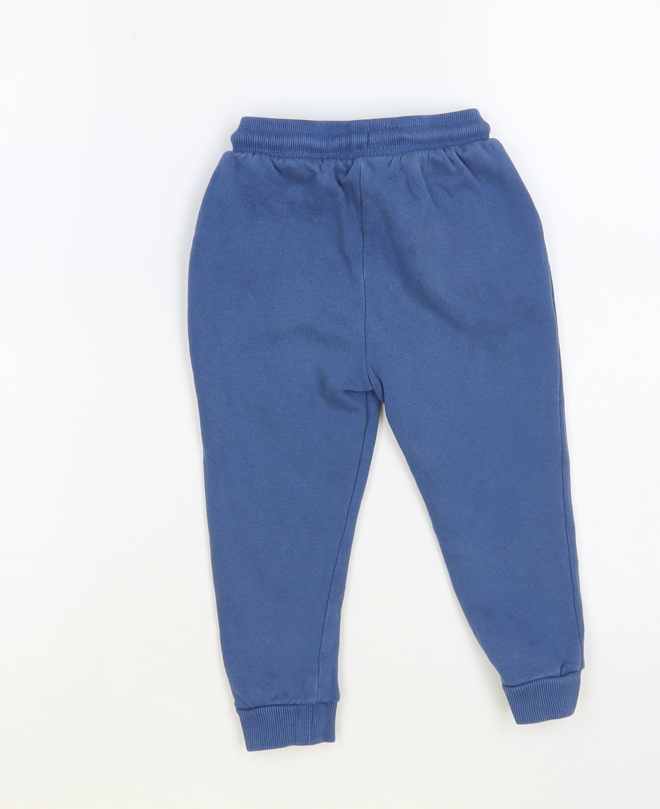 TU Boys Blue Cotton Jogger Trousers Size 2-3 Years Regular Drawstring