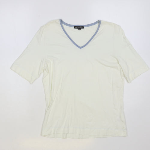 Bandolera Womens Ivory Viscose Basic T-Shirt Size M V-Neck