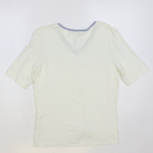 Bandolera Womens Ivory Viscose Basic T-Shirt Size M V-Neck