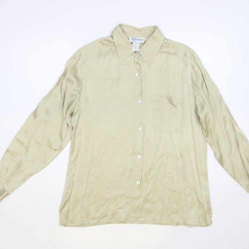 Reference Womens Beige Polyester Basic Button-Up Size 16 Collared