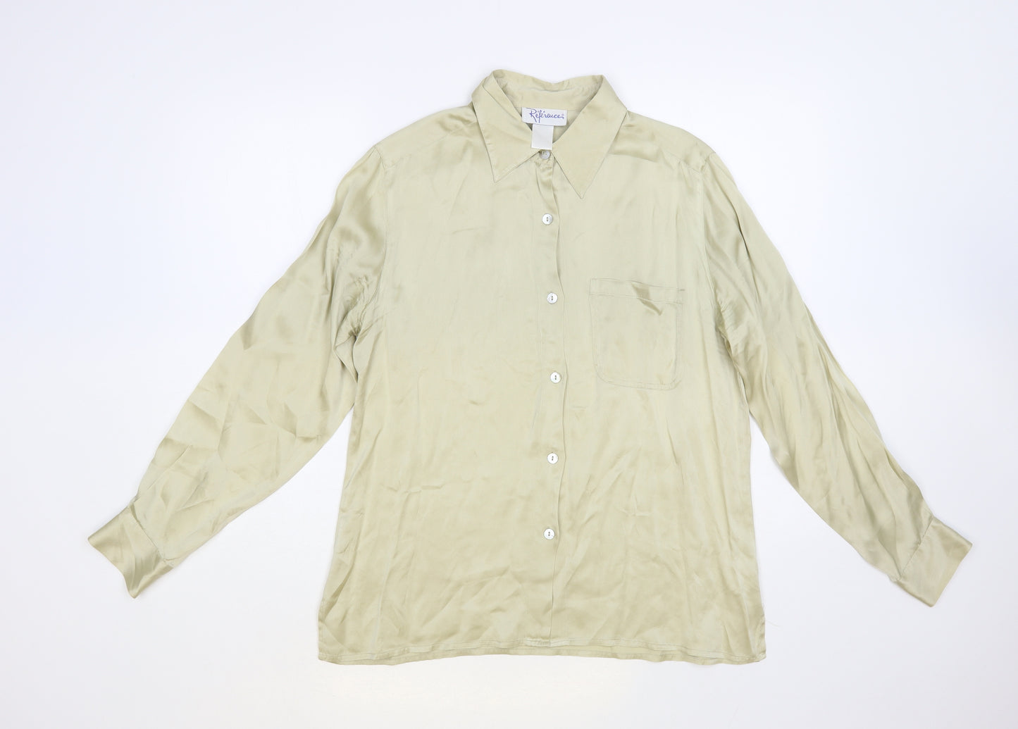 Reference Womens Beige Polyester Basic Button-Up Size 16 Collared
