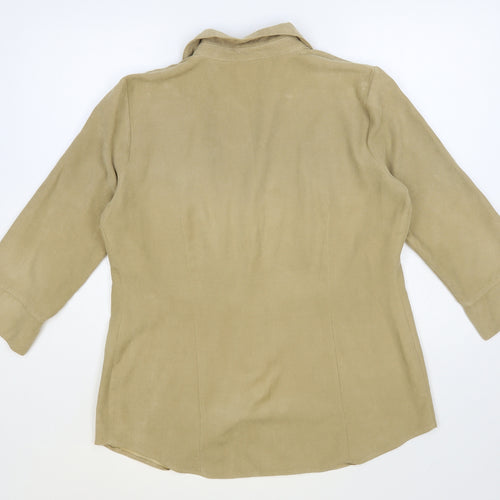 Wallis Womens Beige Polyester Basic Button-Up Size 14 Collared - Suede Effect