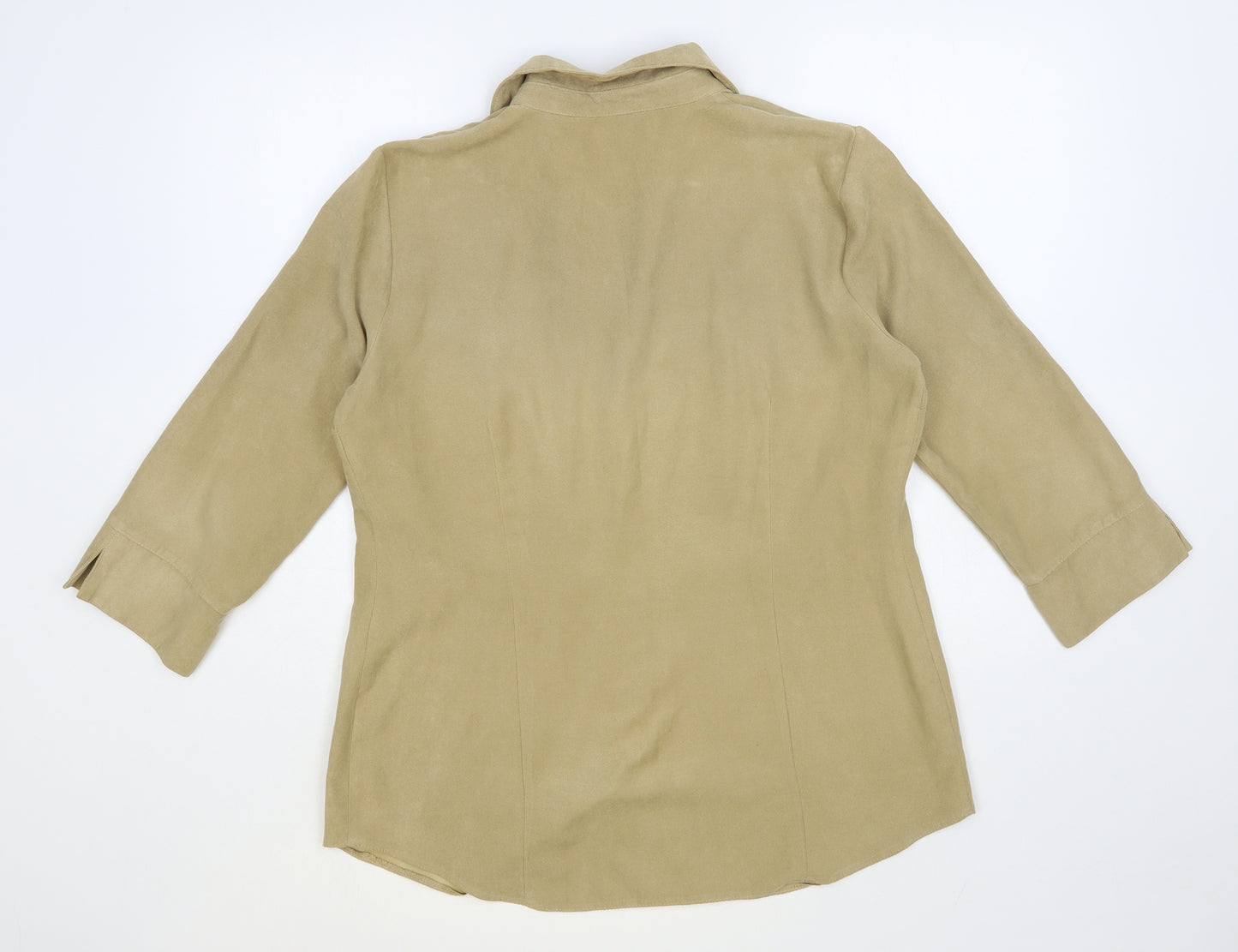 Wallis Womens Beige Polyester Basic Button-Up Size 14 Collared - Suede Effect