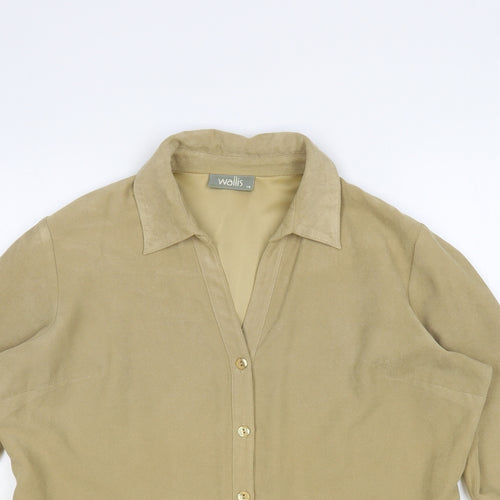 Wallis Womens Beige Polyester Basic Button-Up Size 14 Collared - Suede Effect