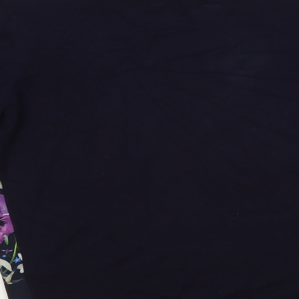 Ted Baker Womens Blue Crew Neck Floral Viscose Pullover Jumper Size M