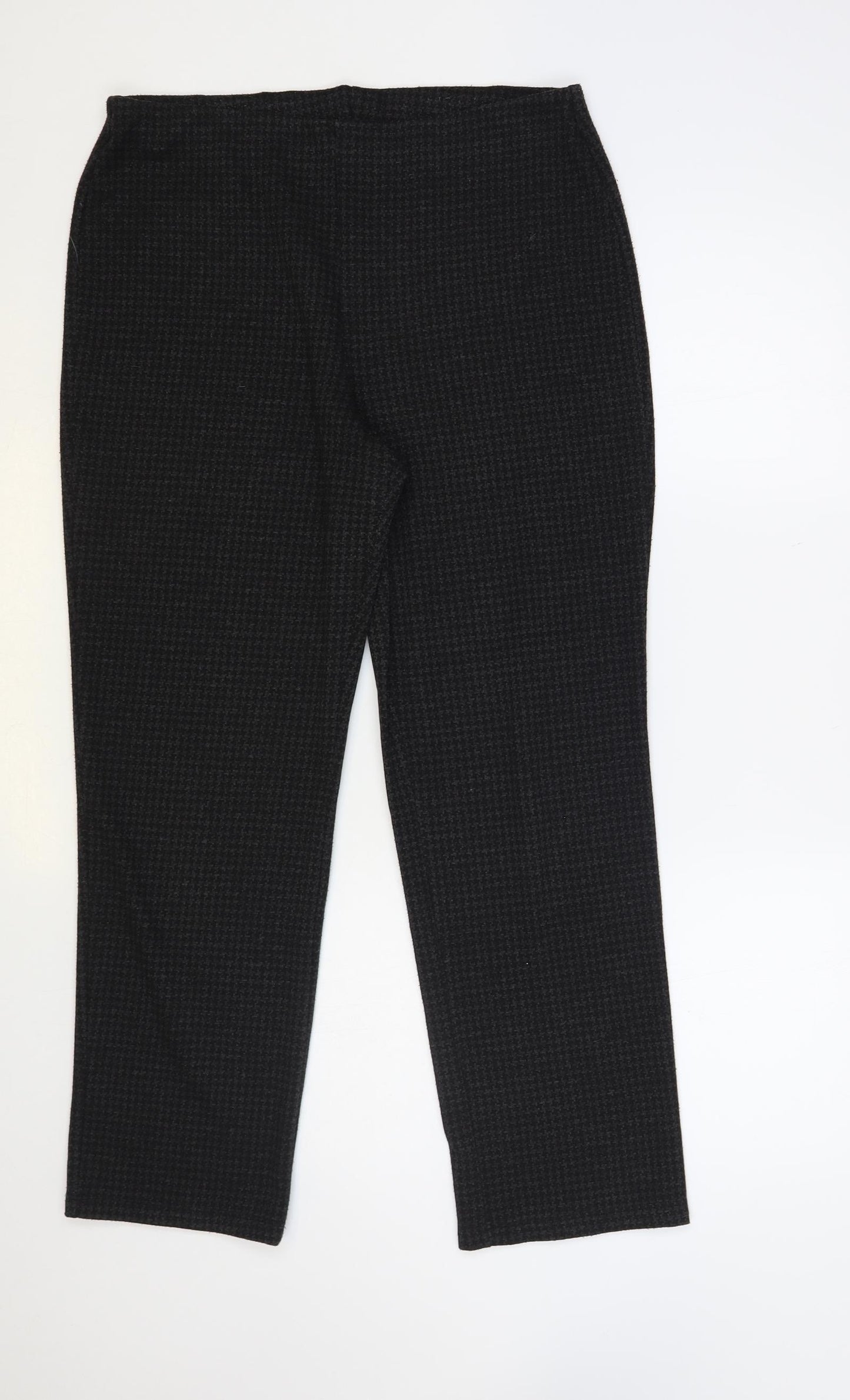 Marks and Spencer Womens Grey Geometric Polyester Trousers Size 14 L29 in Regular