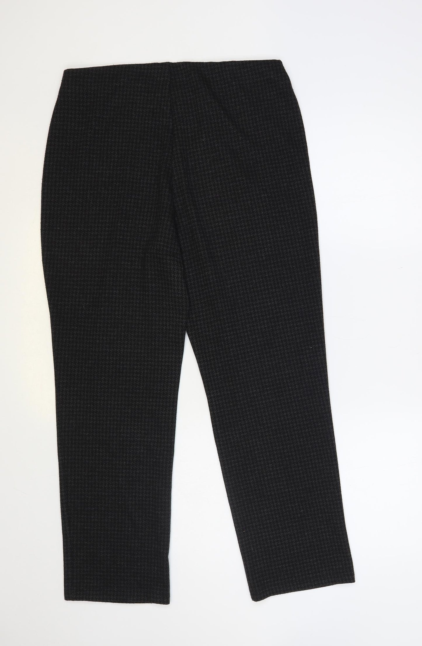 Marks and Spencer Womens Grey Geometric Polyester Trousers Size 14 L29 in Regular