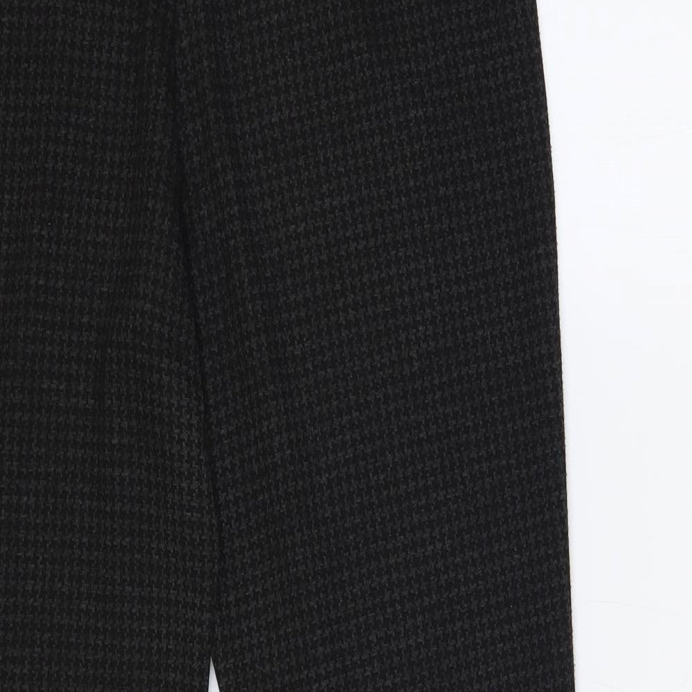 Marks and Spencer Womens Grey Geometric Polyester Trousers Size 14 L29 in Regular