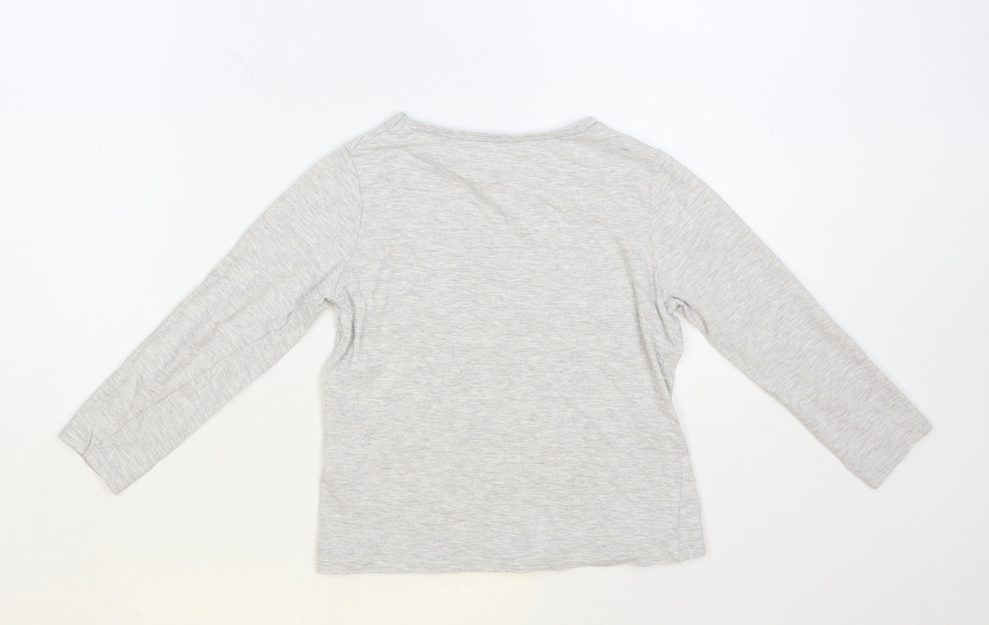 George Girls Grey Cotton Pullover T-Shirt Size 6-7 Years Crew Neck Pullover