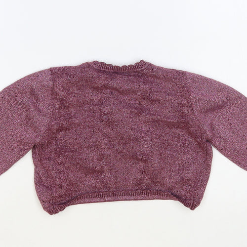 Nutmeg Girls Purple Round Neck Cotton Shrug Jumper Size 3-4 Years Button