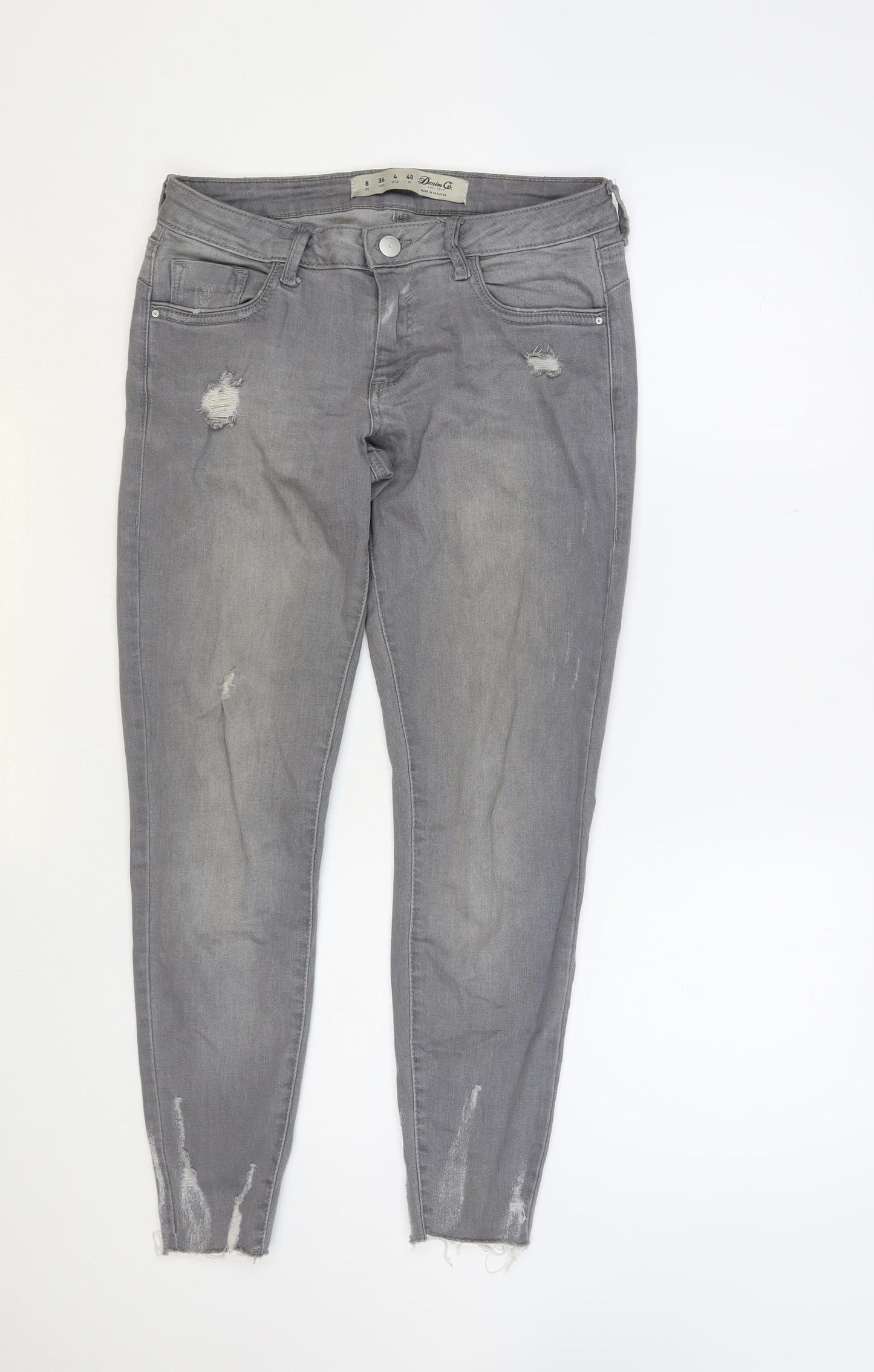 Denim & Co. Womens Grey Cotton Skinny Jeans Size 8 L27 in Regular Button