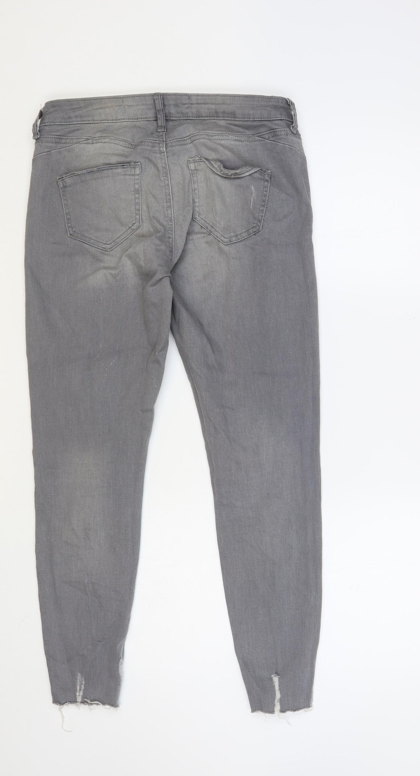 Denim & Co. Womens Grey Cotton Skinny Jeans Size 8 L27 in Regular Button