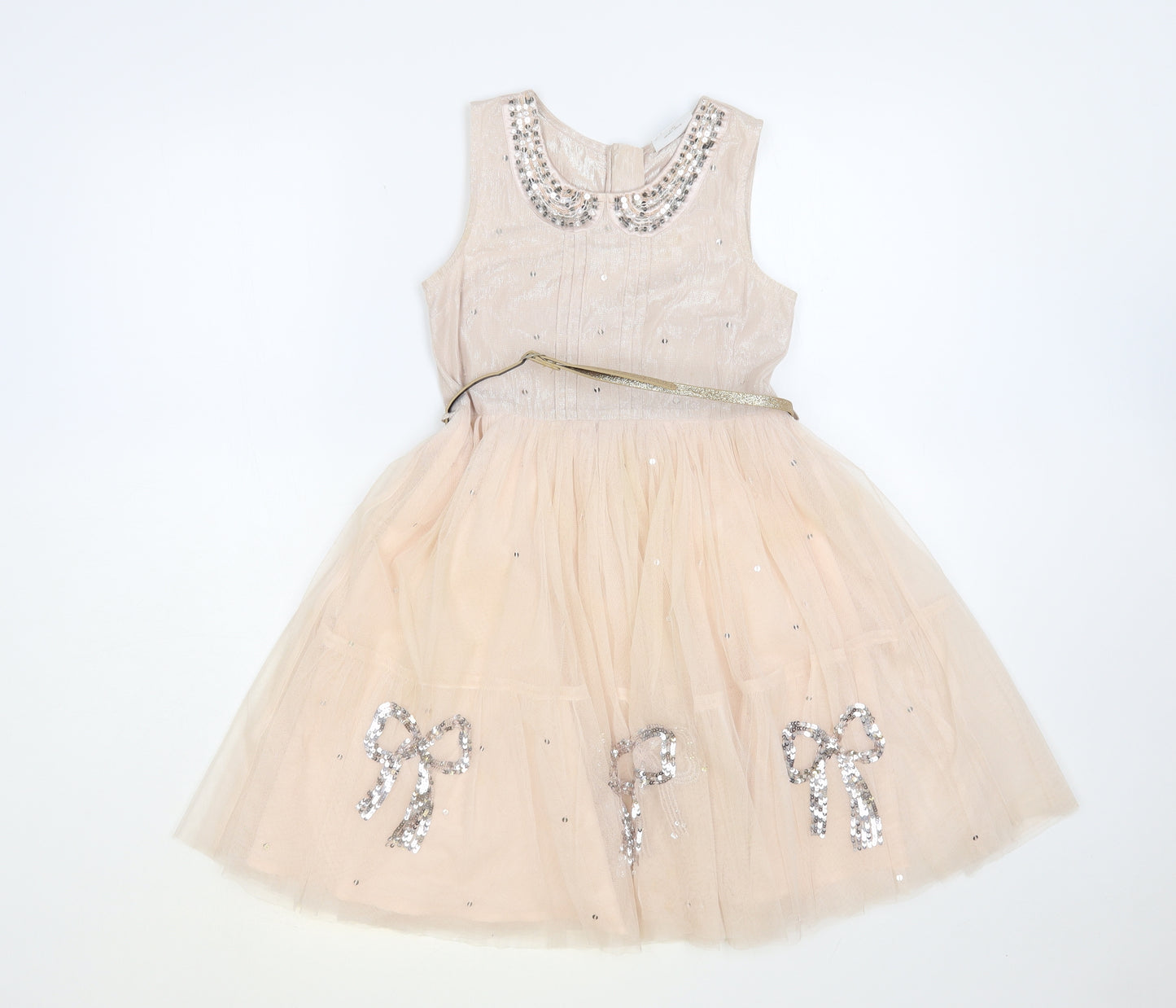 NEXT Girls Pink Polyester Fit & Flare Size 9 Years Round Neck Zip
