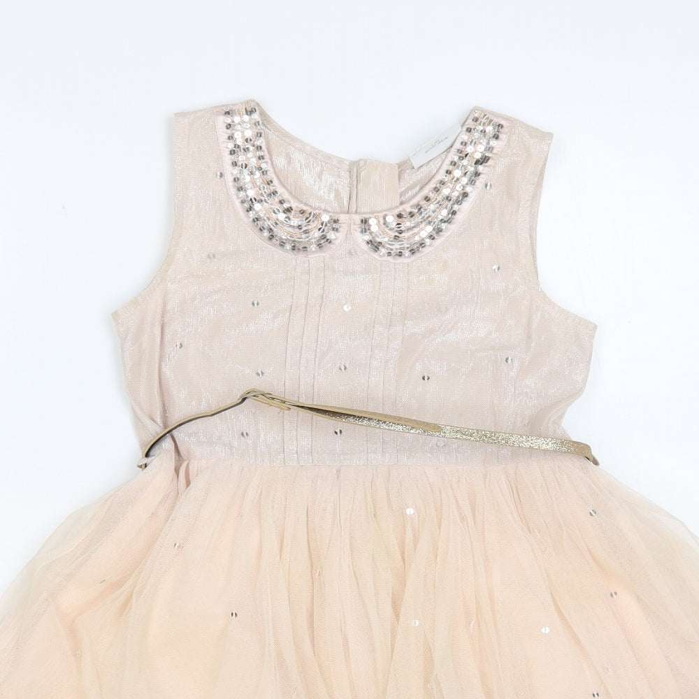 NEXT Girls Pink Polyester Fit & Flare Size 9 Years Round Neck Zip