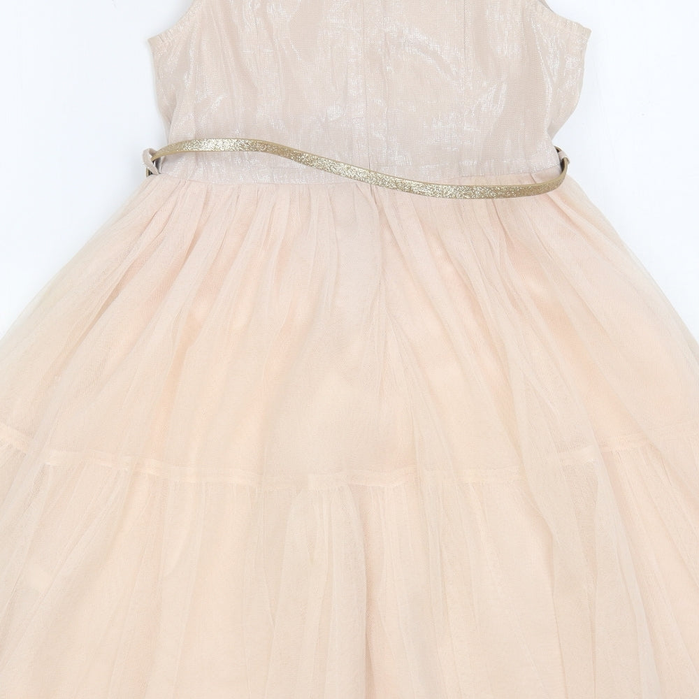 NEXT Girls Pink Polyester Fit & Flare Size 9 Years Round Neck Zip