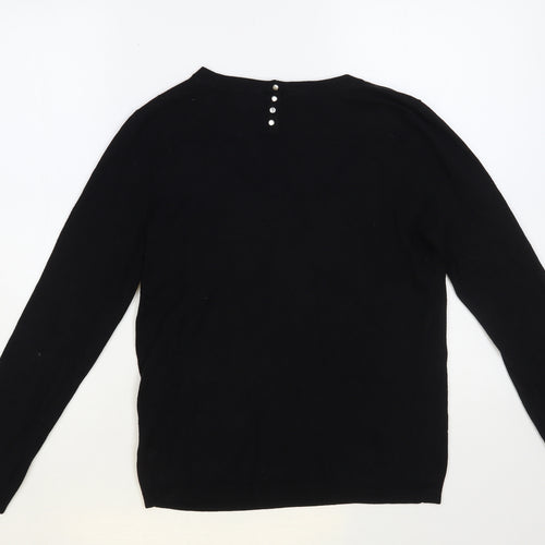 Debenhams Womens Black Crew Neck Viscose Pullover Jumper Size 10