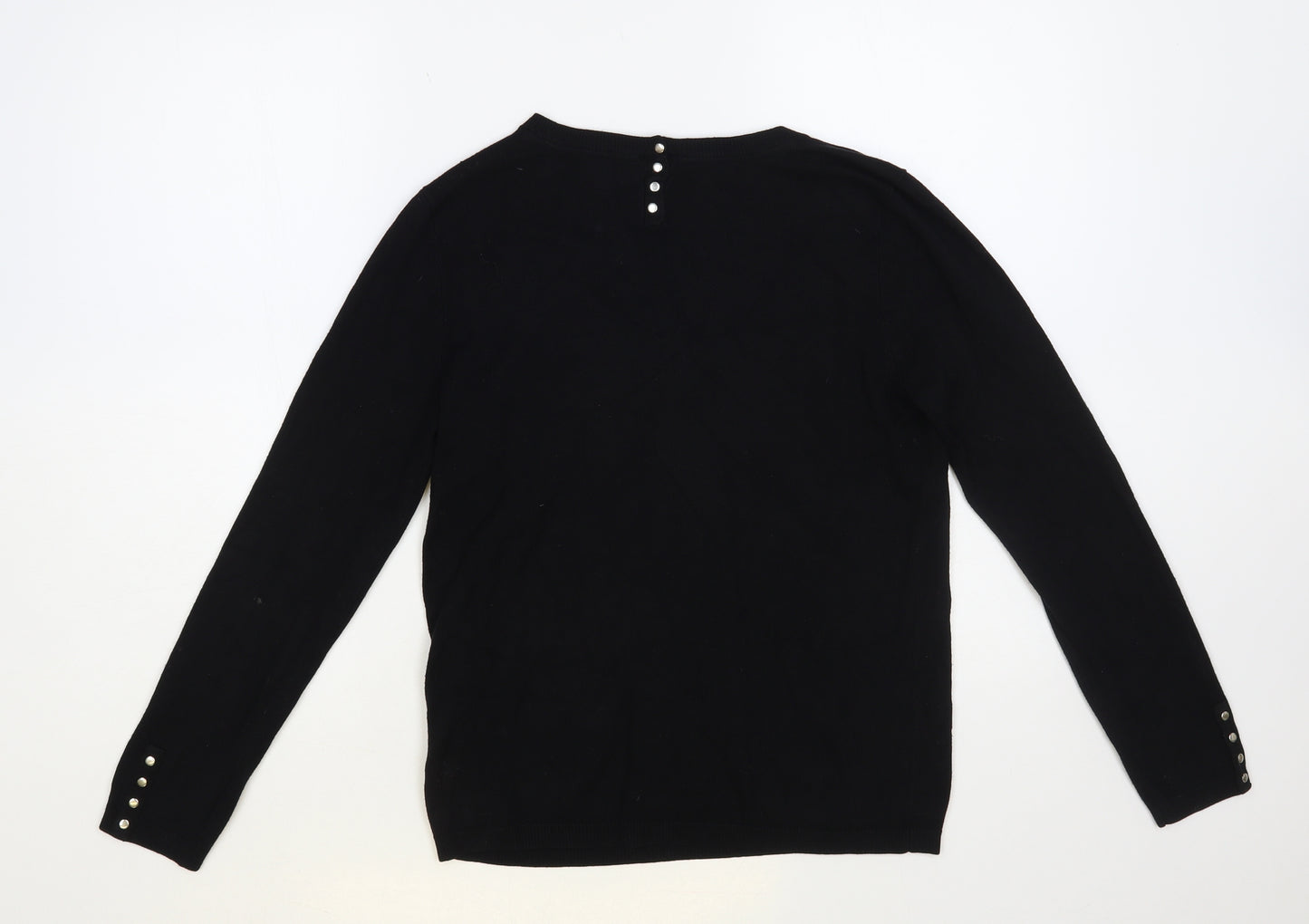 Debenhams Womens Black Crew Neck Viscose Pullover Jumper Size 10