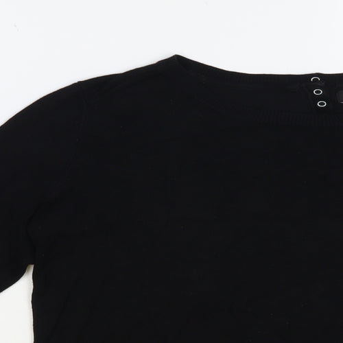 Debenhams Womens Black Crew Neck Viscose Pullover Jumper Size 10
