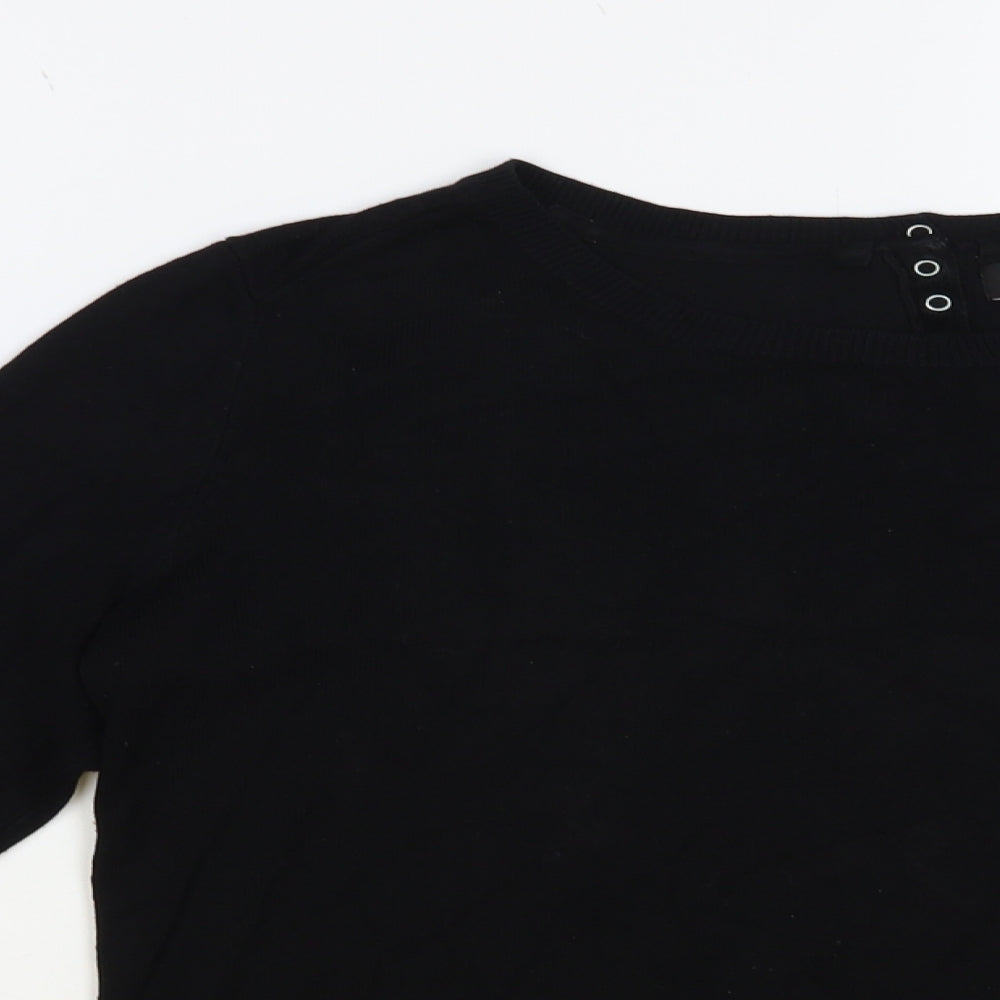 Debenhams Womens Black Crew Neck Viscose Pullover Jumper Size 10