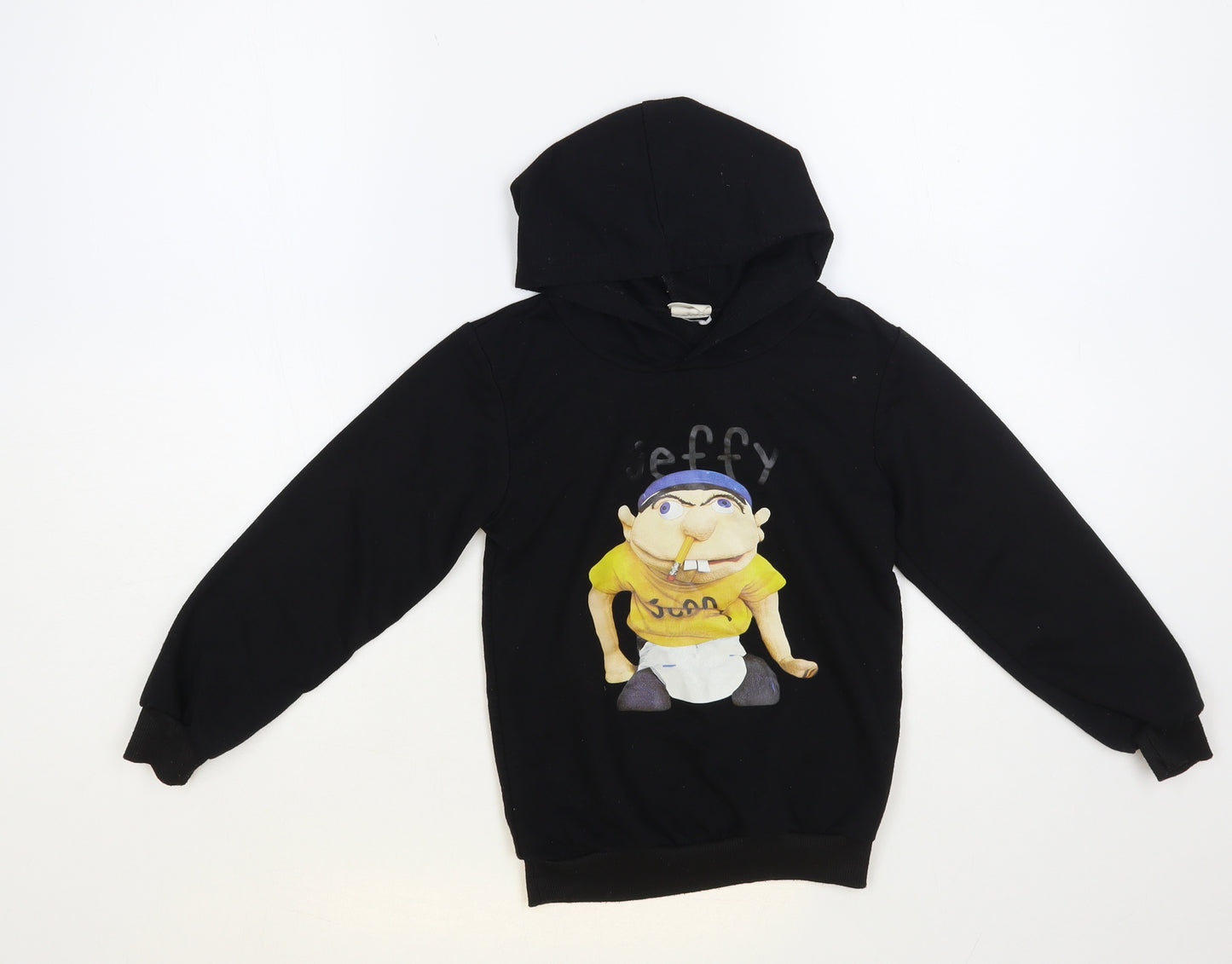 Foanja Boys Black Cotton Pullover Hoodie Size 6-7 Years Pullover - Jeffy