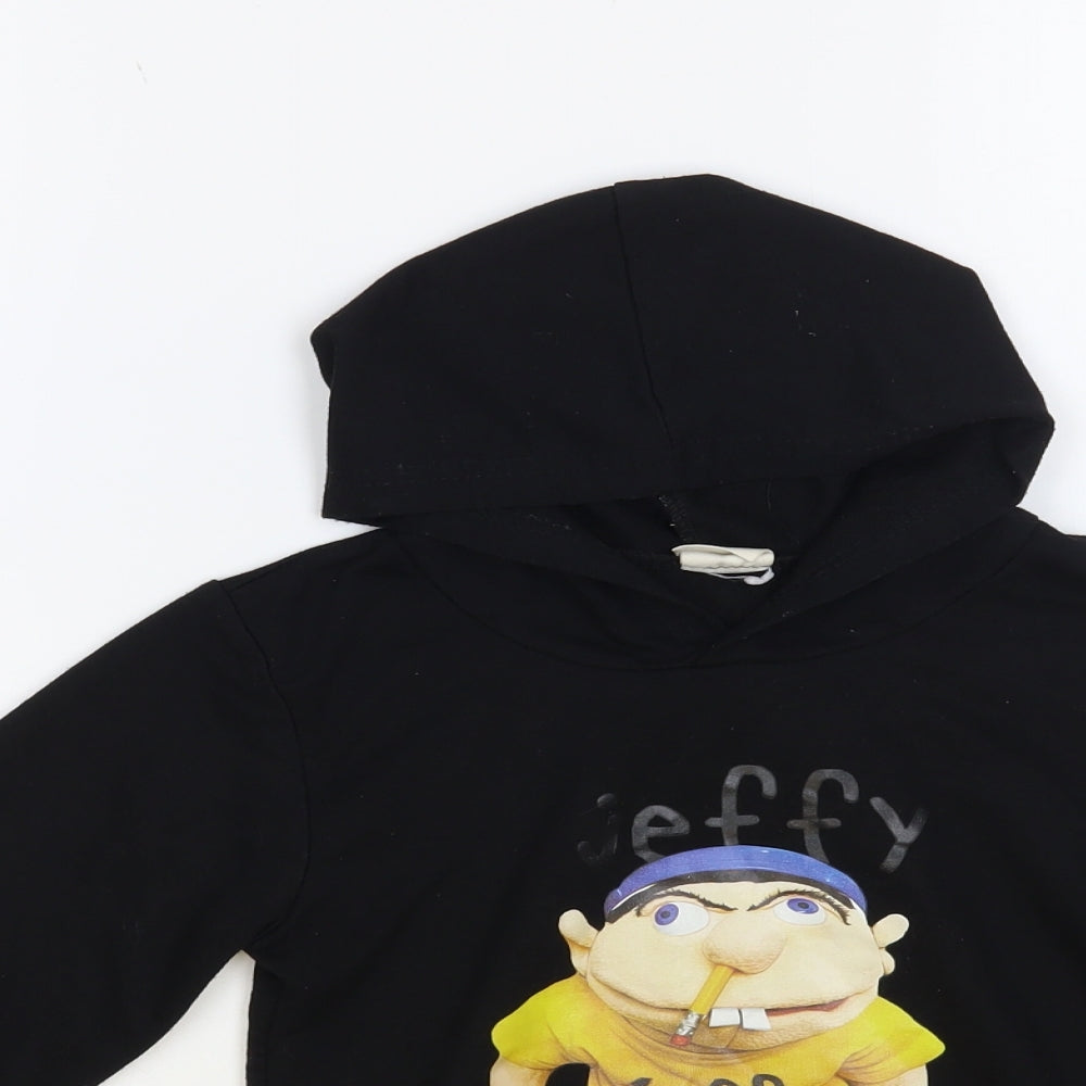 Foanja Boys Black Cotton Pullover Hoodie Size 6-7 Years Pullover - Jeffy