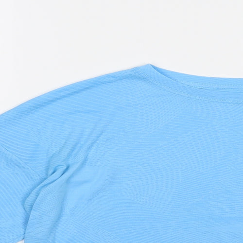 Marks and Spencer Girls Blue Geometric Polyester Pullover T-Shirt Size 11-12 Years Crew Neck Pullover