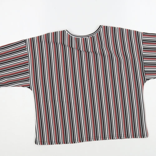 River Island Girls Multicoloured Striped Polyester Pullover T-Shirt Size 9-10 Years Crew Neck Pullover