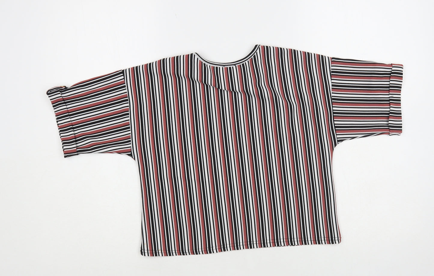 River Island Girls Multicoloured Striped Polyester Pullover T-Shirt Size 9-10 Years Crew Neck Pullover