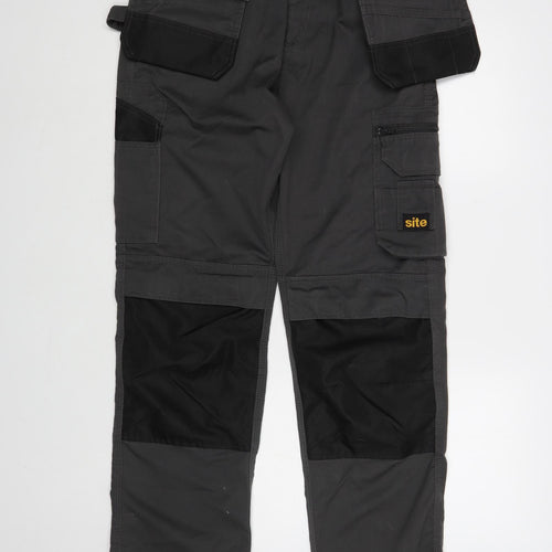 Site Mens Grey Polyester Cargo Trousers Size 34 in L32 in Regular Button - Work Trousers