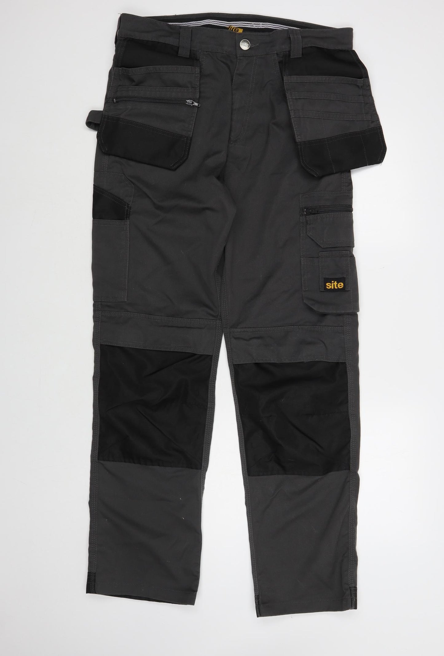 Site Mens Grey Polyester Cargo Trousers Size 34 in L32 in Regular Button - Work Trousers