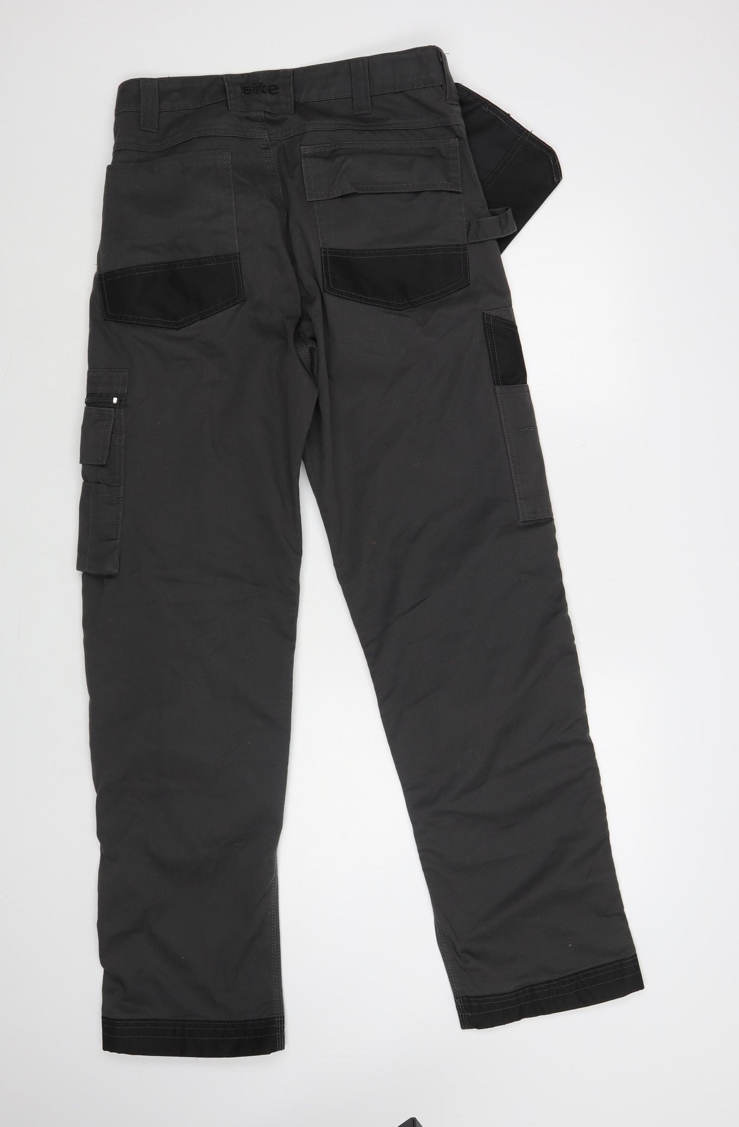 Site Mens Grey Polyester Cargo Trousers Size 34 in L32 in Regular Button - Work Trousers