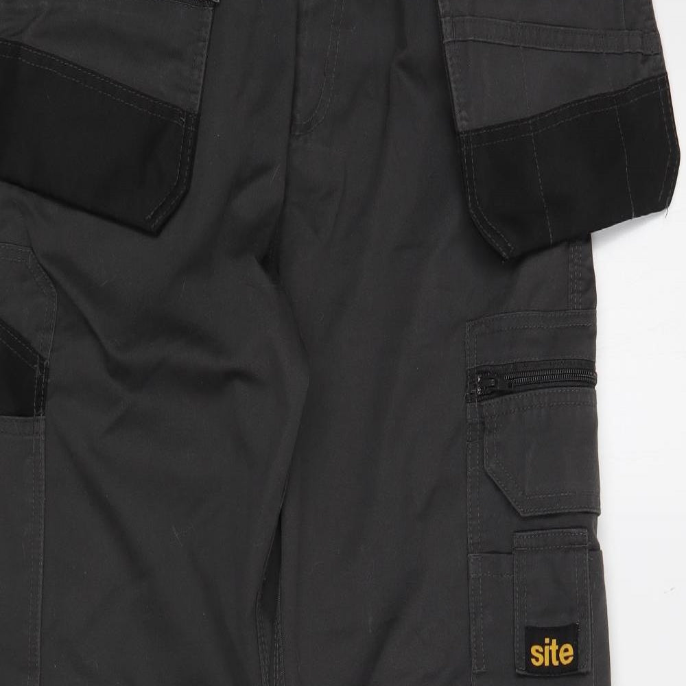 Site Mens Grey Polyester Cargo Trousers Size 34 in L32 in Regular Button - Work Trousers