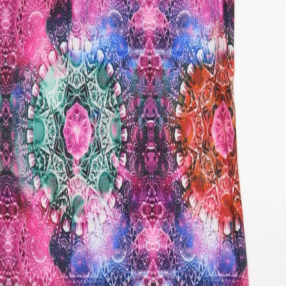 Exhibit Womens Multicoloured Geometric Viscose Bodycon Size 10 Round Neck Pullover