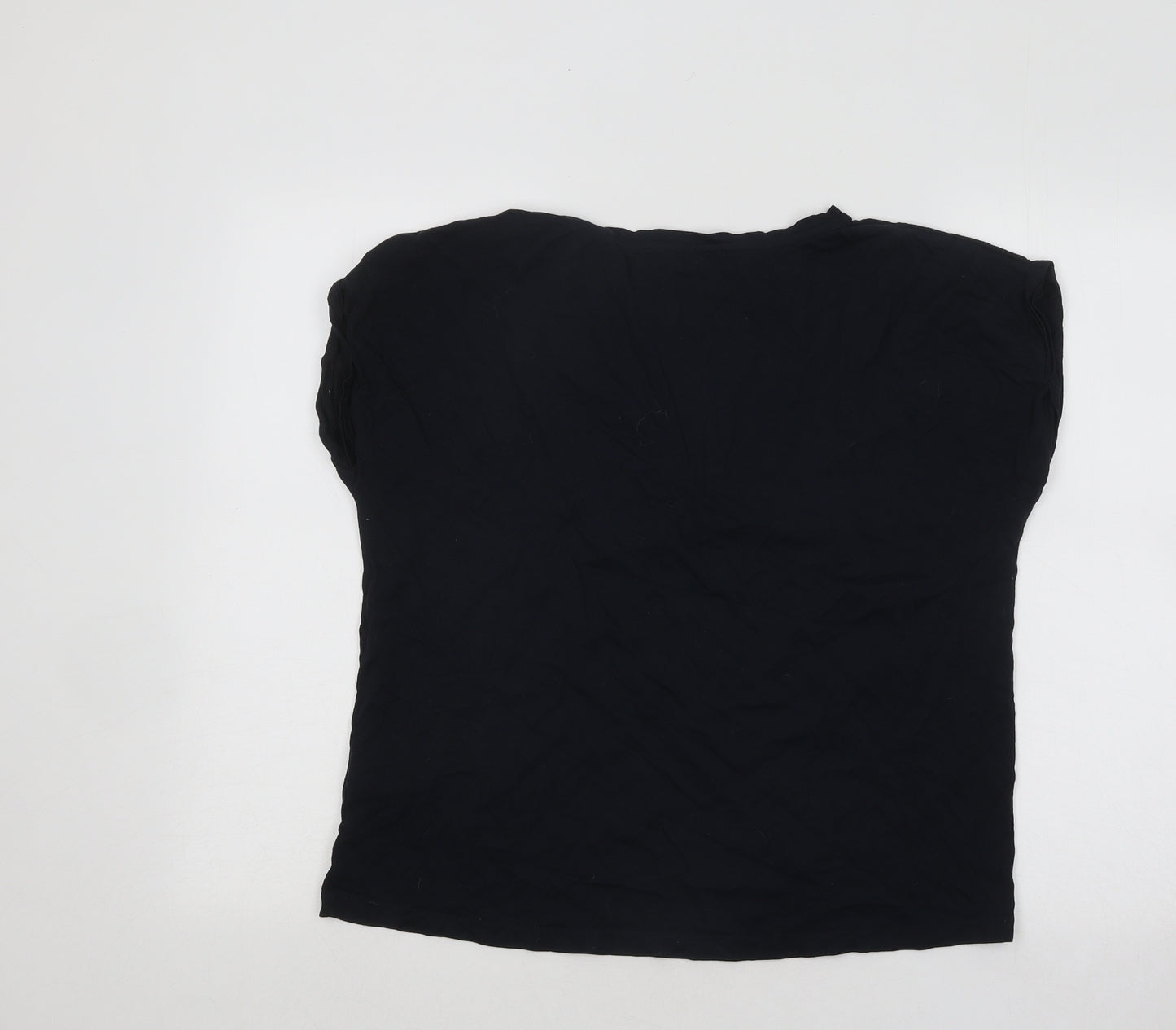 Mint Velvet Womens Black Cotton Basic T-Shirt Size L Round Neck - Love & Rock