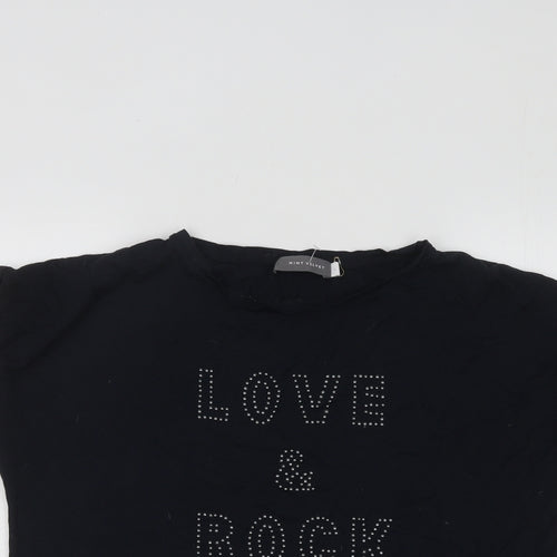 Mint Velvet Womens Black Cotton Basic T-Shirt Size L Round Neck - Love & Rock