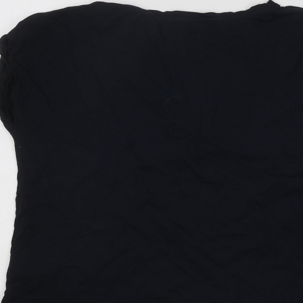 Mint Velvet Womens Black Cotton Basic T-Shirt Size L Round Neck - Love & Rock