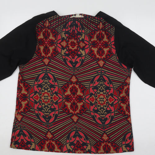 Yumi Womens Multicoloured Geometric Polyester Basic Blouse Size 14 Round Neck