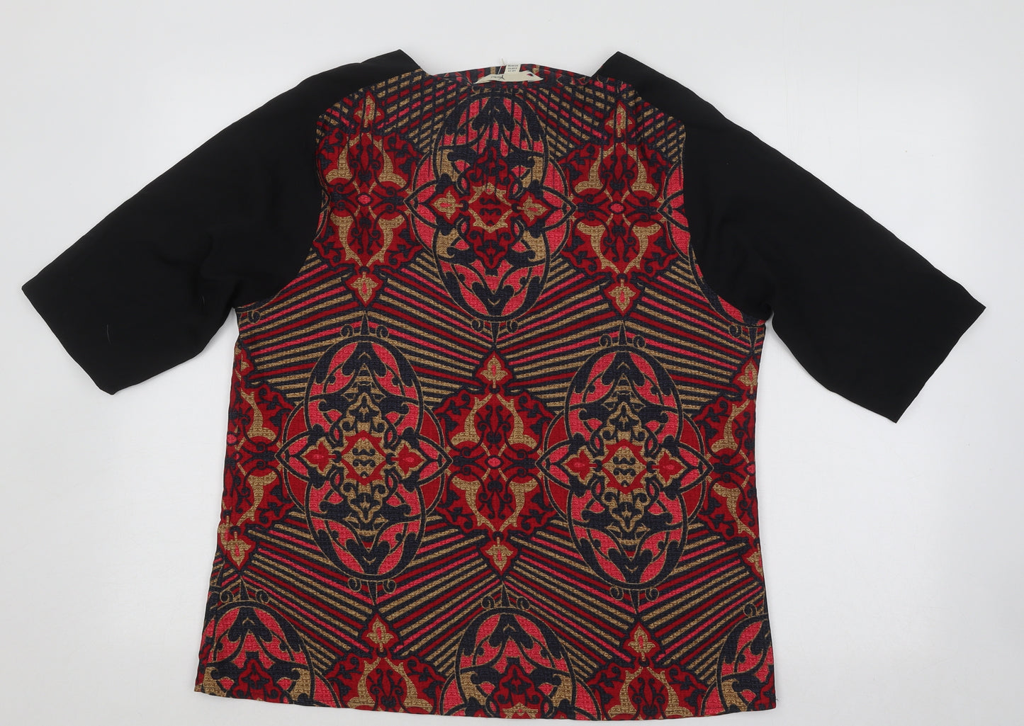 Yumi Womens Multicoloured Geometric Polyester Basic Blouse Size 14 Round Neck