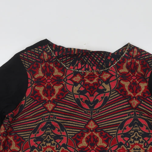 Yumi Womens Multicoloured Geometric Polyester Basic Blouse Size 14 Round Neck