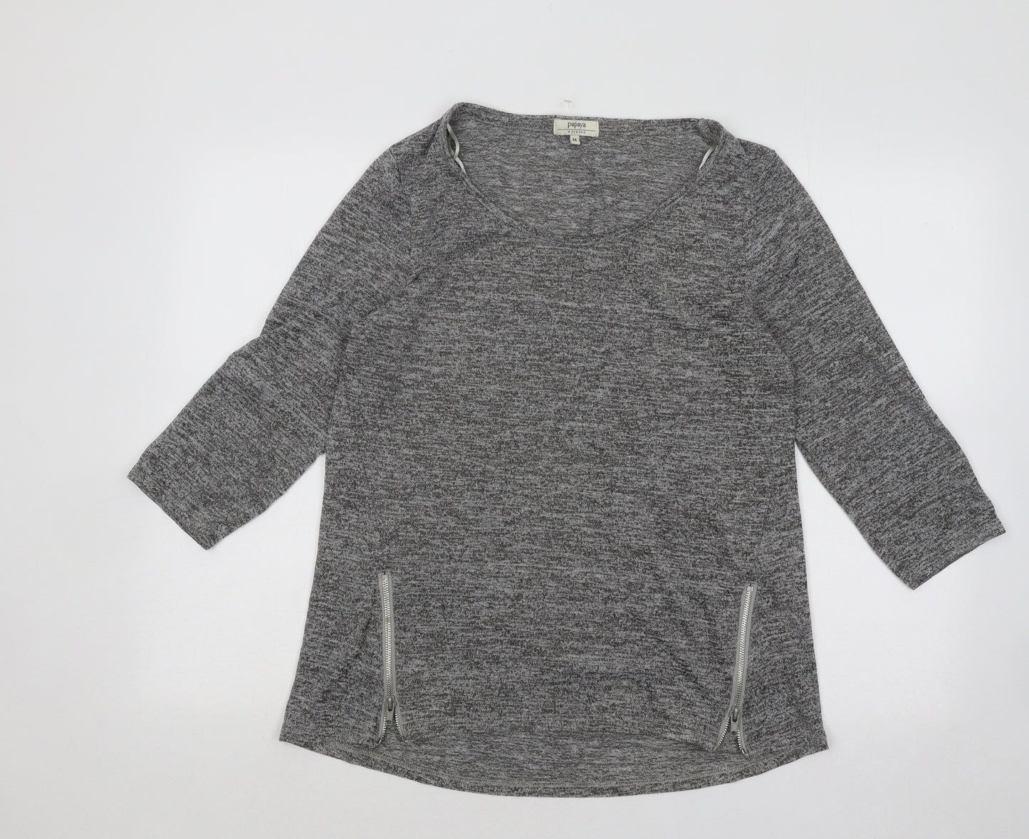 Papaya Womens Grey Scoop Neck Polyester Pullover Jumper Size M