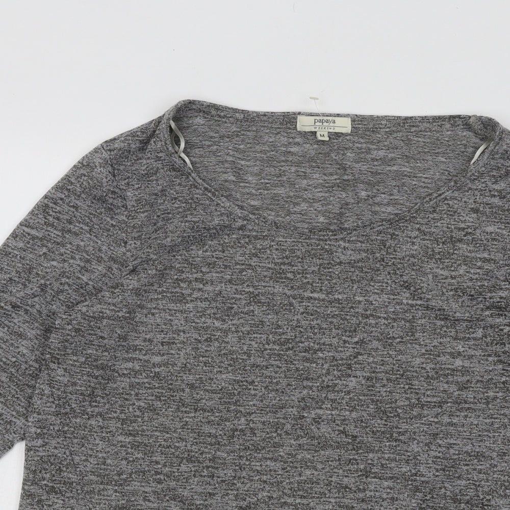 Papaya Womens Grey Scoop Neck Polyester Pullover Jumper Size M