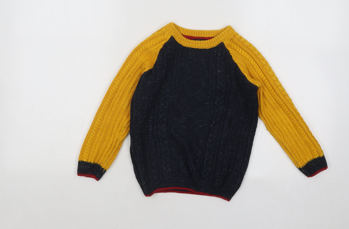 George Boys Blue Round Neck Cotton Pullover Jumper Size 2-3 Years Pullover