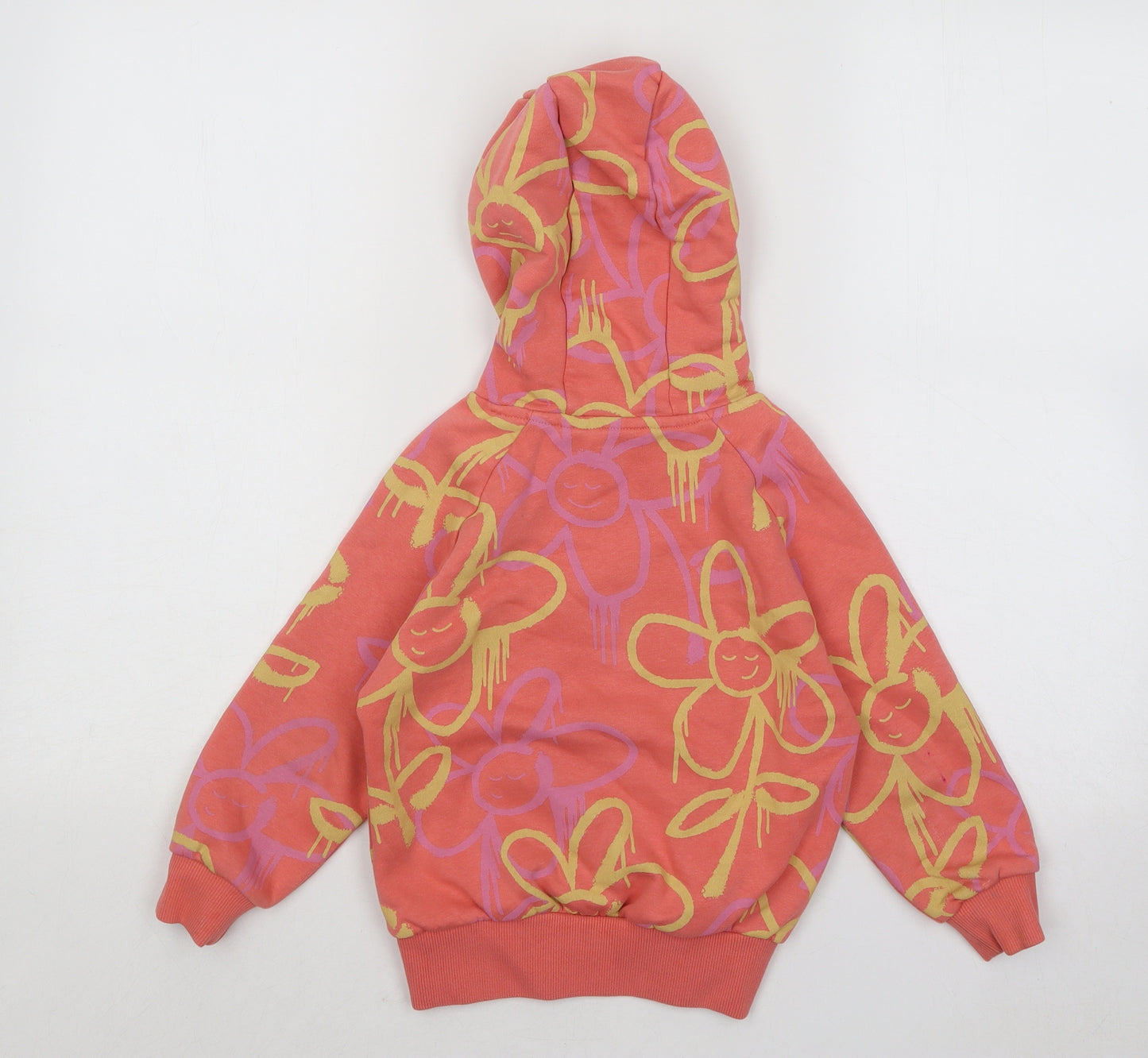 NEXT Girls Orange Geometric Cotton Pullover Hoodie Size 4 Years Pullover