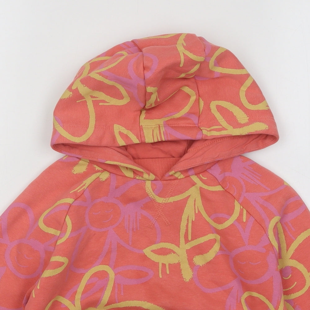 NEXT Girls Orange Geometric Cotton Pullover Hoodie Size 4 Years Pullover